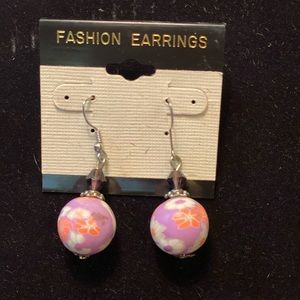 Purple Flower Globe Drop Earring